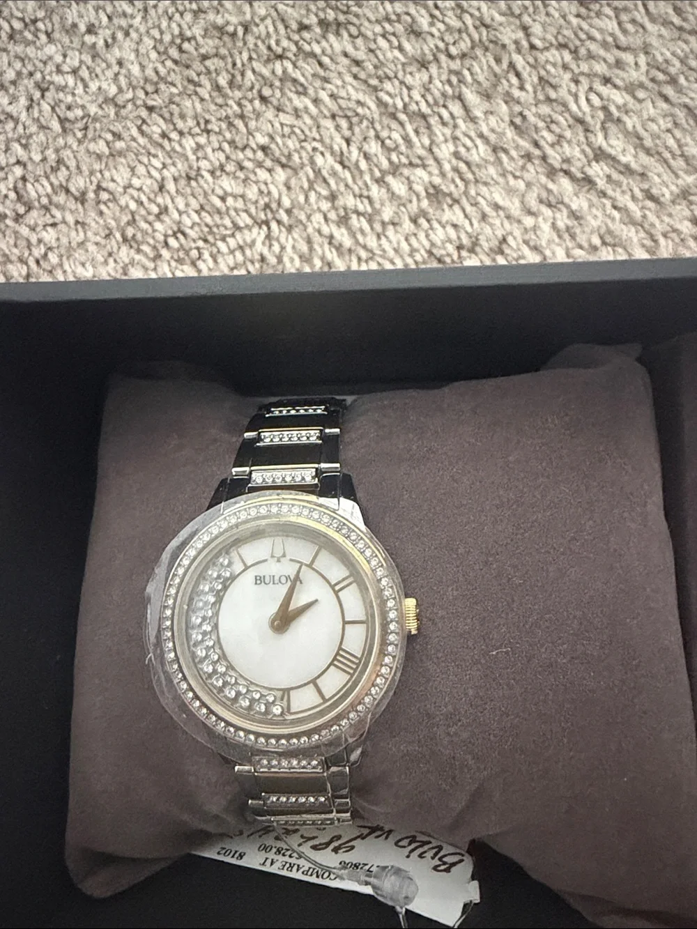Bulova Two-Tone Silver and Gold Crystal Accent Women's Watch